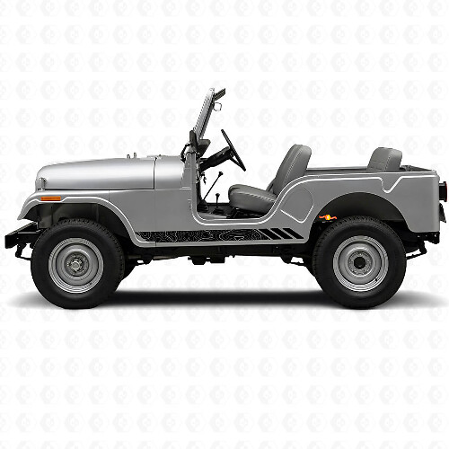 Adesivo Vinile di Strisce Laterali in Stile Topografico per Jeep CJ-5 1955-1983_1