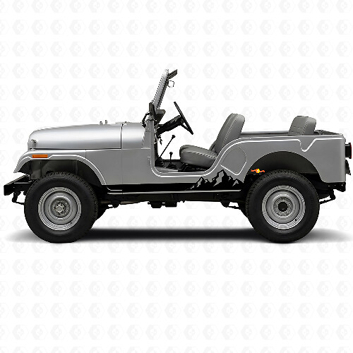Adesivo Vinile Laterale a Strisce Sottili Montagne per Jeep CJ-5 1955-1983