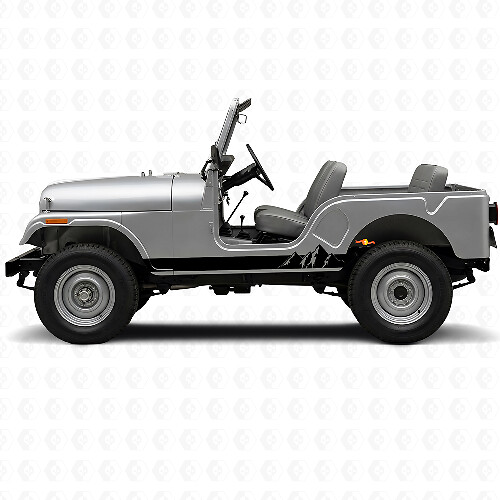 Adesivo in vinile laterale a strisce larghe Mountains per Jeep CJ-5 1955-1983_1