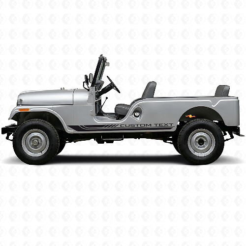 Adesivo in vinile con strisce laterali curve a scacchi per Jeep CJ-6 1955-1975_1