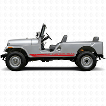 Adesivo in vinile con strisce laterali curve a scacchi per Jeep CJ-6 1955-1975_3