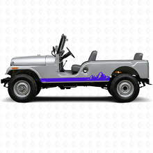 Adesivo in Vinile con Sottile Striscia Laterale a Montagne per Jeep CJ-6 1955-1975_2