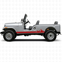 Adesivo in Vinile con Sottile Striscia Laterale a Montagne per Jeep CJ-6 1955-1975_3