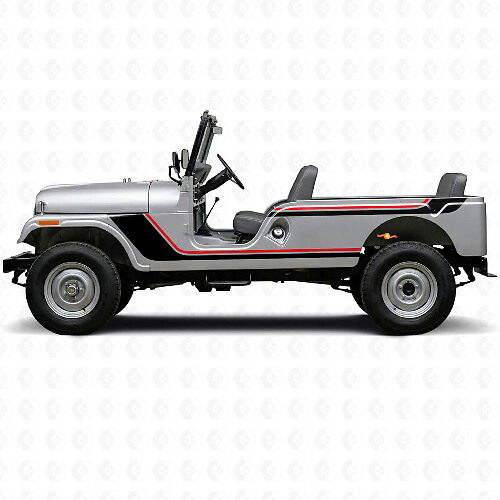 Adesivo Vinile Laterale Doppia Striscia per Jeep CJ-6 1955-1975_1