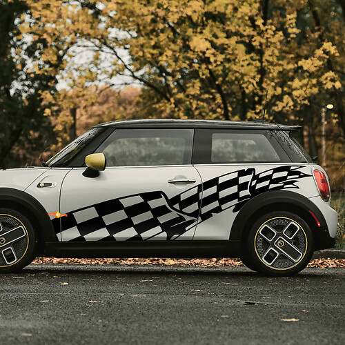 ENORME Adesivo per decalcomanie per le porte della bandiera a scacchi per mini cooper
