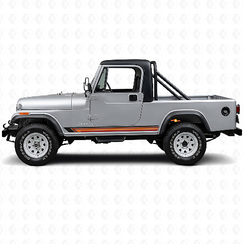 Strisce Laterali Vintage Diritte Adesivo in Vinile per Jeep CJ-8 Scrambler 1981-1986_1