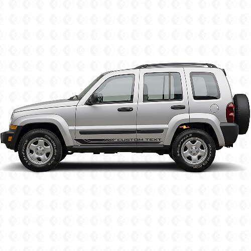 Adesivo in Vinile con Strisce Laterali Curve a Scacchi per Jeep Liberty 2002-2012_1