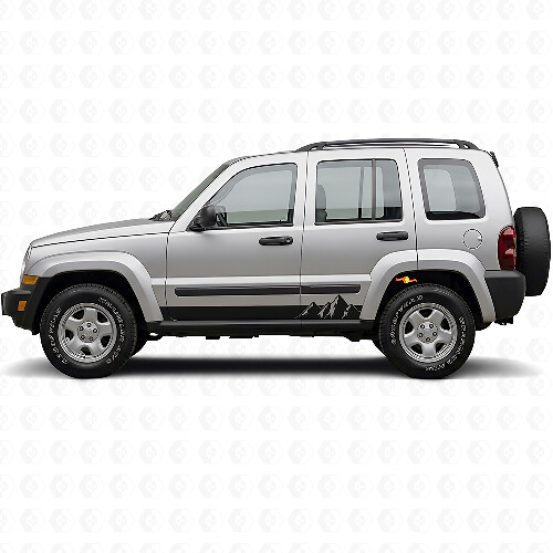 Adesivo laterale in vinile con strisce larghe a montagne per Jeep Liberty 2002-2012_1