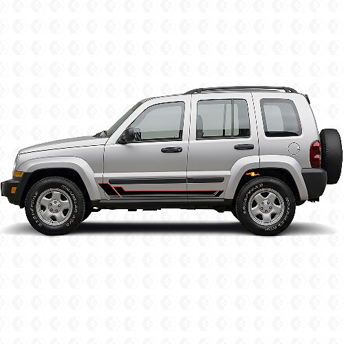 Adesivo in vinile a strisce gemelle per il battitacco Jeep Liberty 2002-2012_1