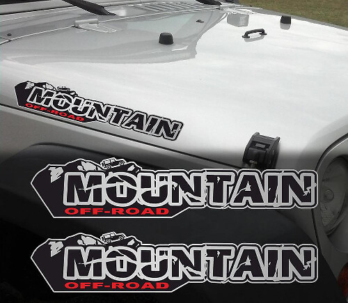 Set di Adesivi Laterali in Vinile per Cofano Off-Road Montagna usurata per Jeep Wrangler