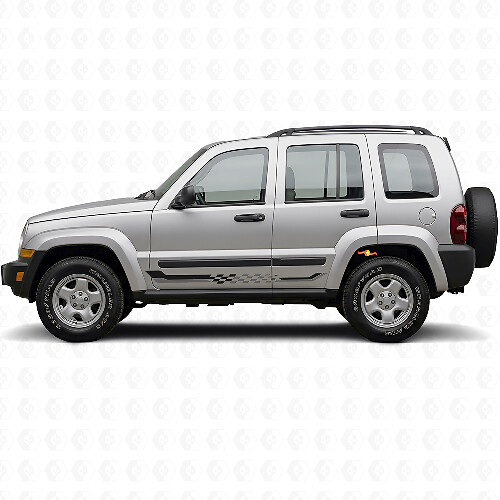 Adesivo in Vinile con Strisce Laterali a Scacchiera per Jeep Liberty 2002-2012_1