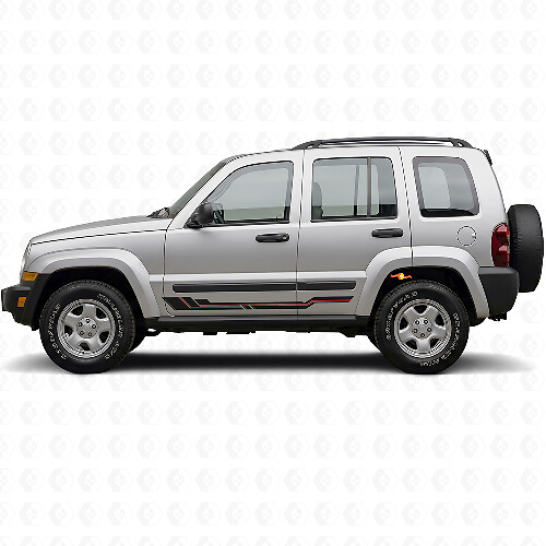 Adesivo in vinile a linee curve per pannello sottoporta Jeep Liberty 2002-2012_1