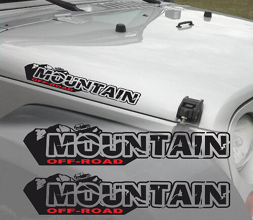 Set di Adesivi in Vinile per Cofano Off-Road Montano per Jeep Wrangler