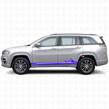 Adesivo Laterale in Vinile a Strisce Sottili Montagne per Jeep Commander Meridian 2021+_2