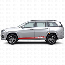 Adesivo Laterale in Vinile a Strisce Sottili Montagne per Jeep Commander Meridian 2021+_3