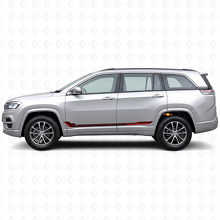Adesivo Vinilico a Strisce Laterali Stile Racing per Jeep Commander Meridian 2021+_3