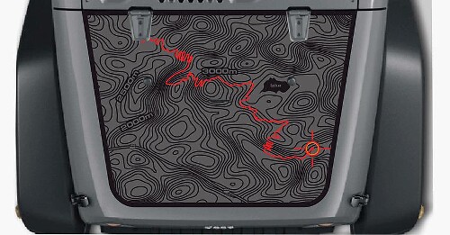 Adesivo in Vinile con Mappa Topografica per Cofano Jeep Wrangler TJ LJ JK Unlimited