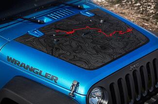 Jeep Wrangler Blackout Black Bear Edition Pass Map Avventura Trip Vinil Hood Decal TJ LJ JK Unlimited