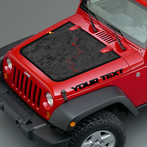 Adesivo in Vinile Stile Mappa Topografica per Cofano Jeep Wrangler TJ LJ JK Unlimited