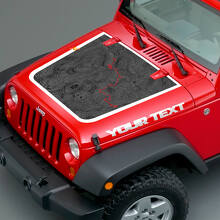 Adesivo in Vinile per Cofano con Mappa Topografica e Testo Personalizzato per Jeep Wrangler_2