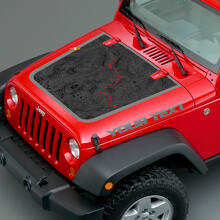 Adesivo in Vinile per Cofano con Mappa Topografica e Testo Personalizzato per Jeep Wrangler_3