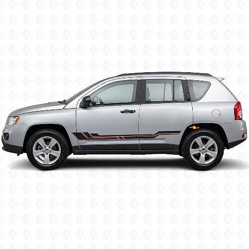 Adesivo in vinile per minigonne con linee curve per Jeep Compass 2007-2016_1