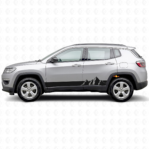 Adesivo Laterale in Vinile a Strisce Larghe Montagne per Jeep Compass 2016+_1