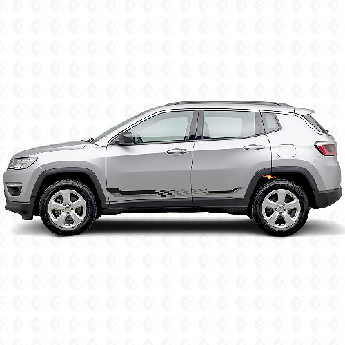 Adesivo in Vinile con Strisce Laterali a Scacchiera per Jeep Compass 2016+_1