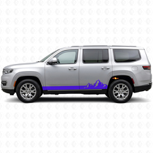 Adesivo laterale in vinile a strisce sottili con montagne per Jeep Wagoneer 2022+_2