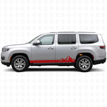 Adesivo laterale in vinile a strisce sottili con montagne per Jeep Wagoneer 2022+_3