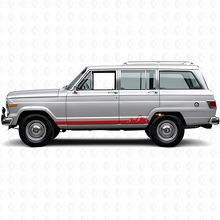 Adesivo laterale in vinile a strisce sottili con montagne per Jeep Wagoneer 1963-1991_3