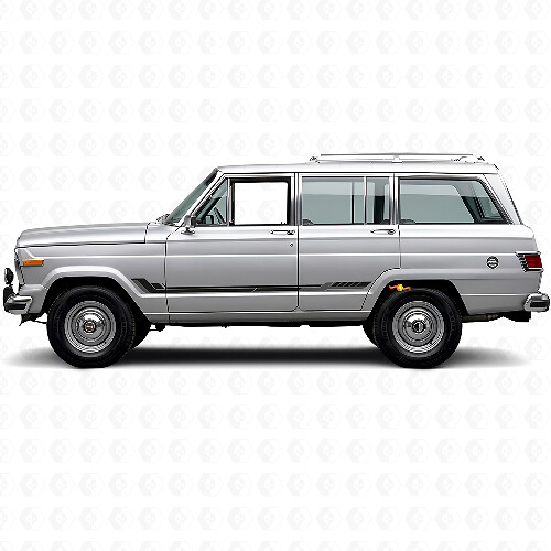 Adesivo in vinile a strisce laterali stile racing per Jeep Wagoneer 1963-1991_1