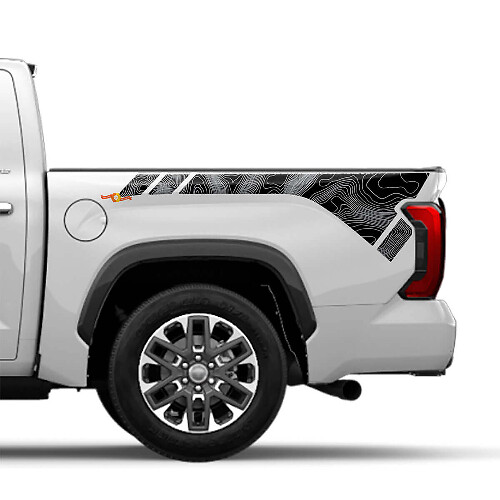 Adesivo Vinilico Laterale Posteriore Stile Topografico per Toyota Tundra 2022+