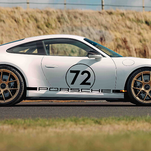 Adesivo Laterale in Vinile Stile Racing 72 per Porsche 911 GT3_1