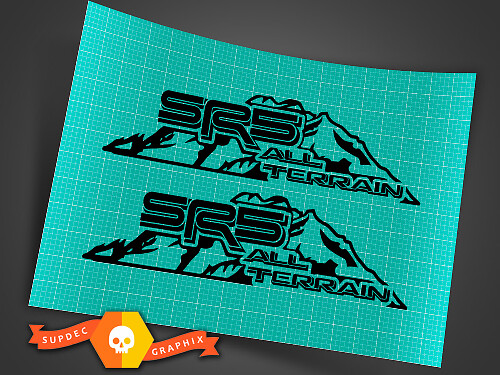 TOYOTA SR5 4X4 ALL TERRAIN DECAL Adesivo decalcomania in vinile lato sviluppo corsa Mountain TRD 3