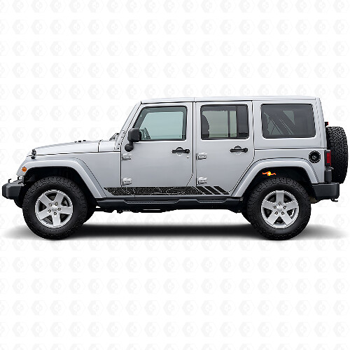 Adesivo Laterale in Vinile con Strisce Stile Topografico per Jeep Wrangler JK 2007-2018