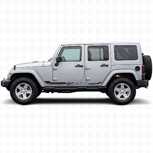 Adesivo in vinile con strisce laterali a scacchi per Jeep Wrangler JK 2007-2018_1