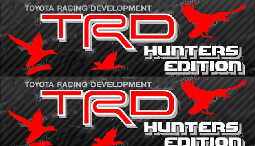 DECALCOMANIA TOYOTA TRD HUNTER EDITION DECAL DECALLO TUTTO TERRENO Montagna adesivo in vinile laterale TRD racing development

