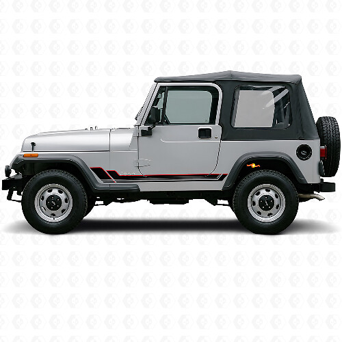 Adesivo in Vinile a Strisce Gemelle per Battitacco Jeep Wrangler YJ 1987-1995_1
