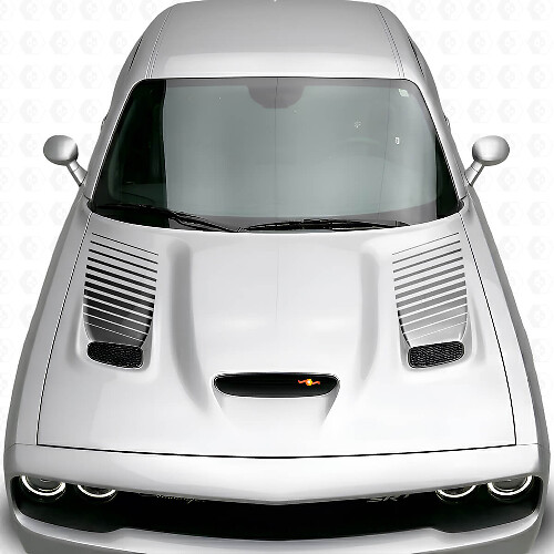 Kit adesivo in vinile per inserto presa d'aria sul cofano con strisce assottigliate per Dodge Challenger 2015+