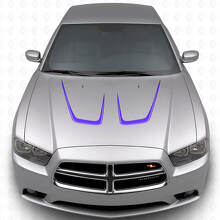 Kit adesivi in vinile con doppia striscia curvata per cofano 2 per Dodge Charger 2011-2014_2