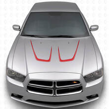 Kit adesivi in vinile con doppia striscia curvata per cofano 2 per Dodge Charger 2011-2014_3