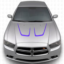 Kit di Adesivi in Vinile con Doppia Fettuccia Curvata per Cofano 3 per Dodge Charger 2011-2014_2