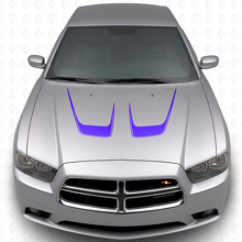 Strisce Adesive in Vinile Curvate Doppio Cofano per Dodge Charger 2011-2014_2