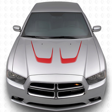 Strisce Adesive in Vinile Curvate Doppio Cofano per Dodge Charger 2011-2014_3