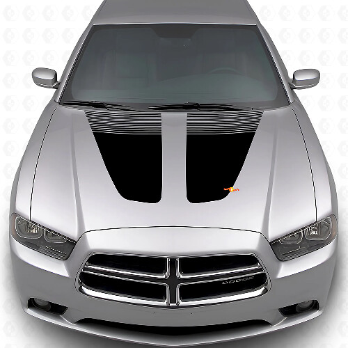 Adesivi in Vinile a Strisce Doppie Cofano per Dodge Charger 2011-2014_1