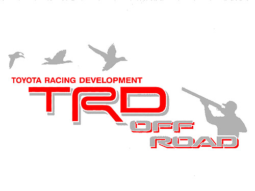 2 TOYOTA TRD OFF ROAD DUCK HUNTER DECAL Adesivo decalcomania in vinile lato sviluppo racing Mountain TRD