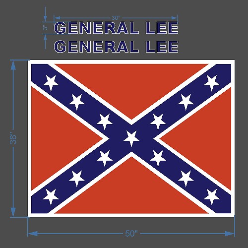 Adesivo in Vinile con Bandiera e Lettere General Lee