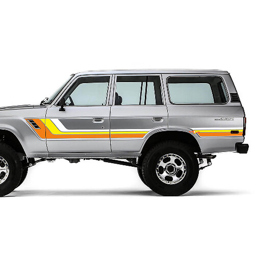 Kit Adesivi in Vinile Stile Vintage per Strisce Laterali per Toyota Land Cruiser 1986