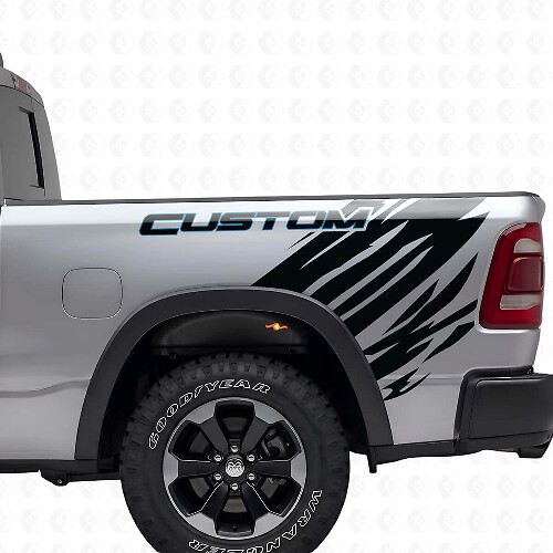 Kit adesivo in vinile personalizzato stile grunge contorno posteriore per Dodge Ram_1